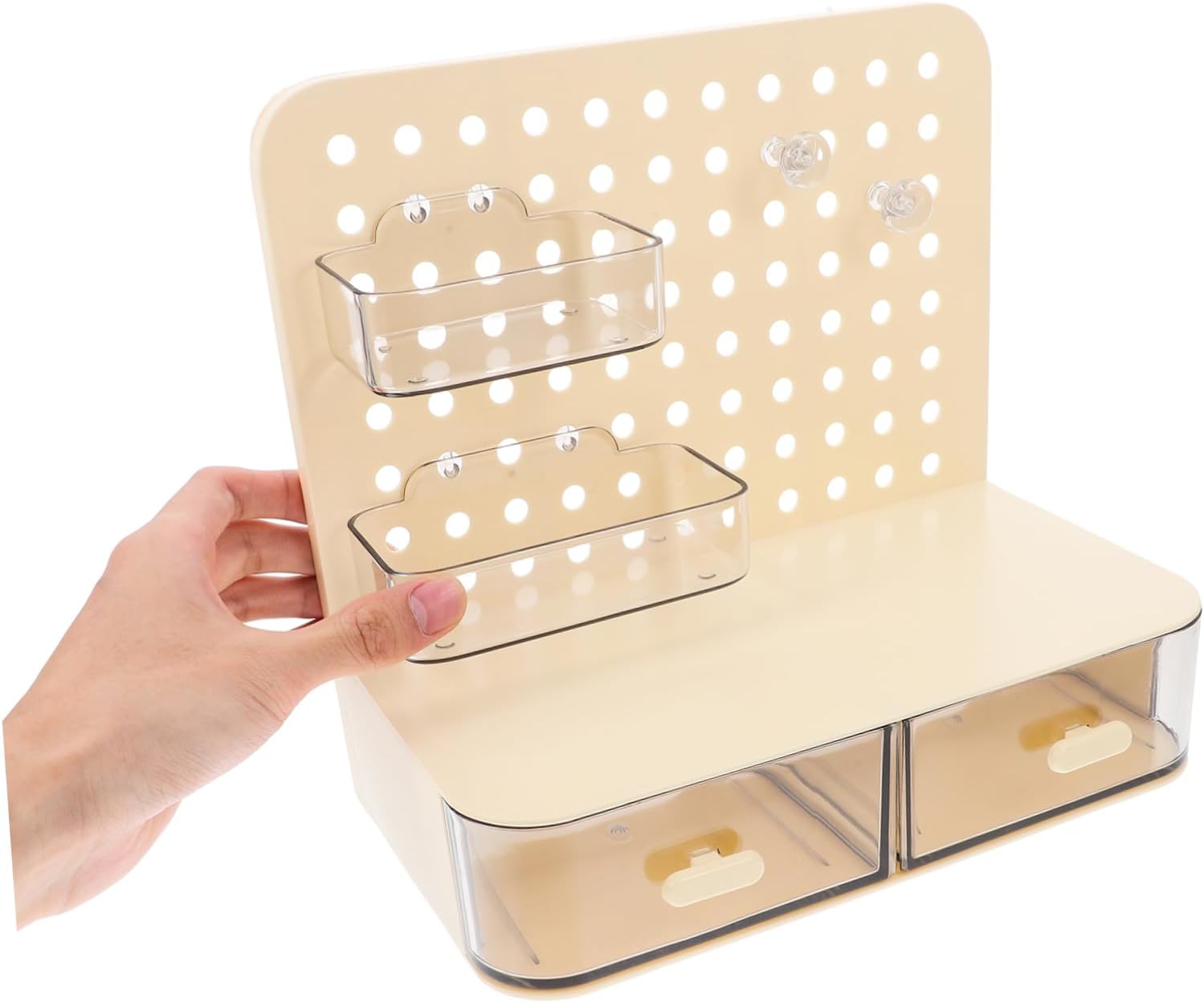 Desk Pegboard Organizer with Storage Box Wall-mounted for Office Supplies and Home Desk Organization Pegboard Material Optimized for Efficient Space Utilization