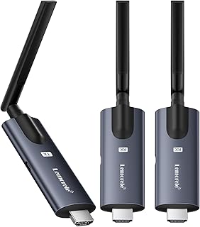 Lemorele Aluminum Wireless HDMI Transmitter and 2 Receivers (Support APP Reception), Plug&Play, 200M 1080P FHD,Stream Vide Price In India
