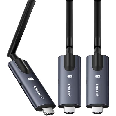 Lemorele Wireless HDMI Transmitter and Receiver, Aluminum Alloy Deep Gray, 5Ghz up to 656ft, 1080P 60Hz, Plug and Play with TuTuPlay App Monitor, for Security, Streaming, Home Theater, PC/TV. 1TX+2RX