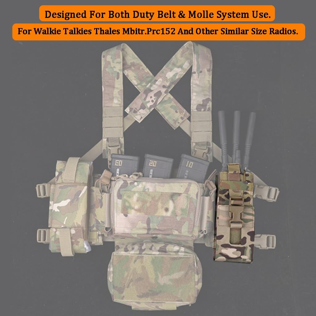 Funda de Radio Universal táctica Bolsa de Radio， MOLLE Ajustable Walkie Talkie Bolsa de Radio Holder para Chaleco táctico, Funda de Nylon para Radio(1PCS-BCP)