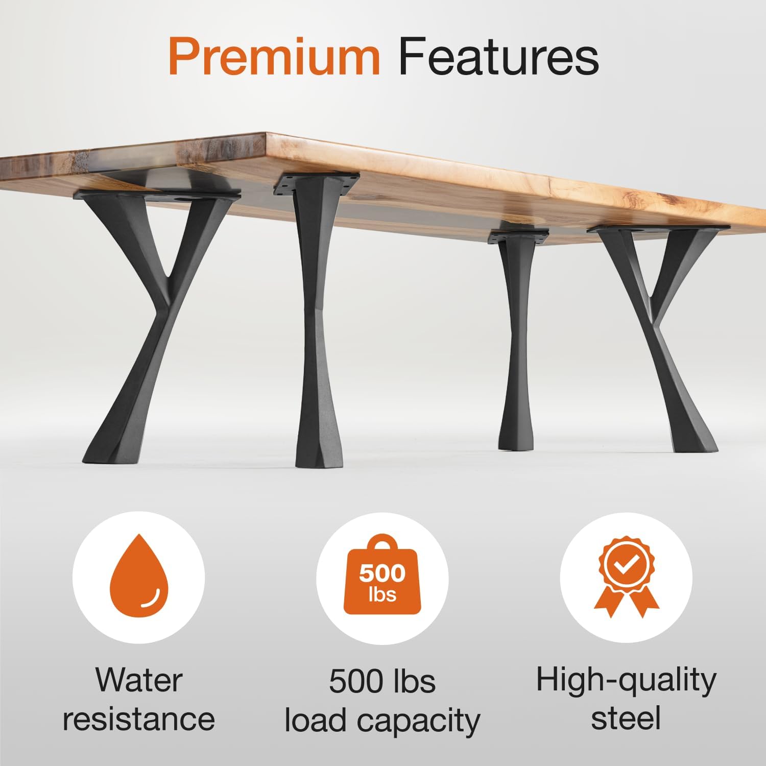 Flowyline 16" H 115 Yami Handcrafted Black Metal Table Legs and Bases for Bench | Steel Coffee Table Legs | Rust-Resistant, Adjustable Furniture Legs | DIY Mid-Century Modern Indoor/Outdoor