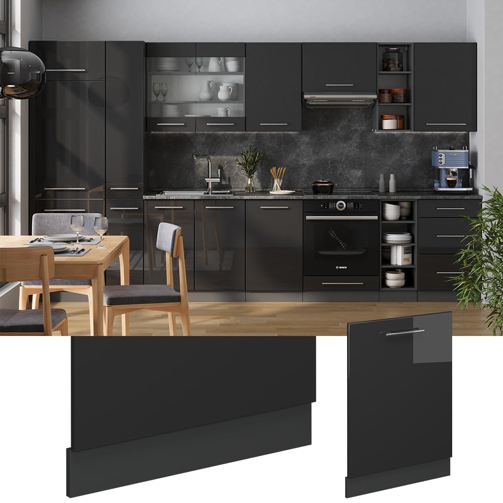 Vicco Panel przedni zmywarki "Fame-Line", Antracyt wysoki połysk, 60 cm | BP Marmur, à combiner avec d'autres modules de la série Fame-Line