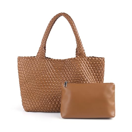CREDSTAR Women's Woven Vegan Leather Tote Bag - Large Retro Shoulder Bag With Detachable Clutch - View #7