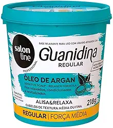 Salon Line, Guanidina, Óleo de Argan, Alisa e Relaxa - Cabelos Ondulados, Cacheados e Crespos, 218 g