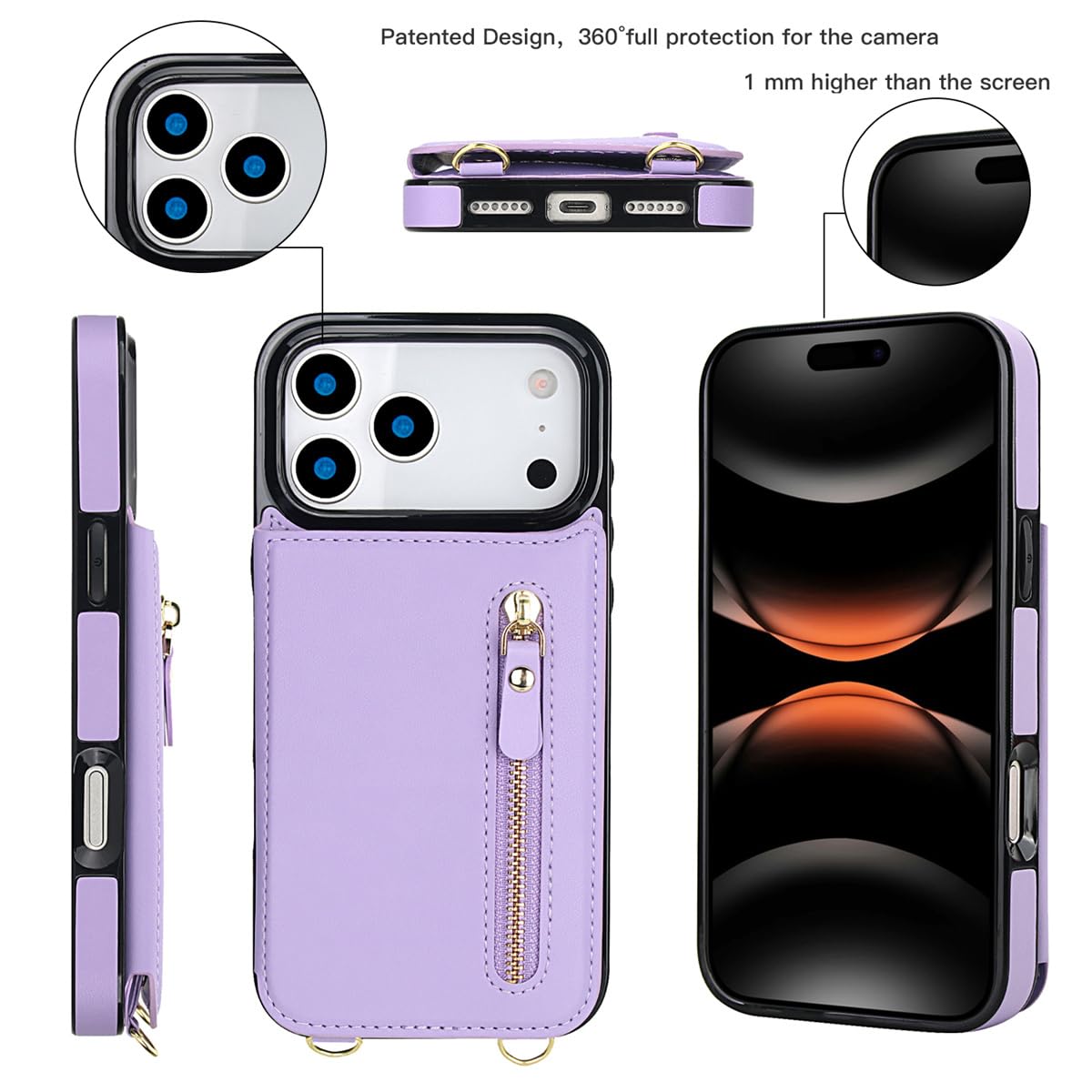 Amazon.co.jp: HJZSZX For iPhone 15用クロスボディジッパーウォレット