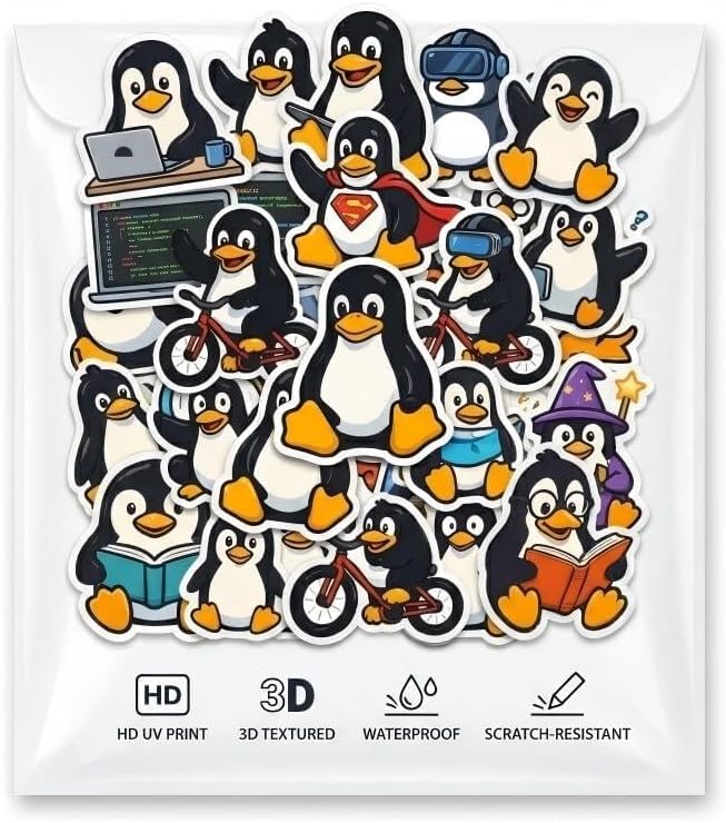 30Pcs Tech Stickers for Laptops, Funny Linux Theme & Programmer Coding Decals, 3D Textured Waterproof Scratch-Resistant Geek Gifts for Software Developers, Engineers (5x5cm) SkU-MK00001