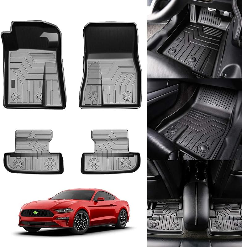 Tapetes automotivos KUST sob medida para Ford Mustang 2015–2026, TPE preto, dianteiros e traseiro, não compatível com Mach-E