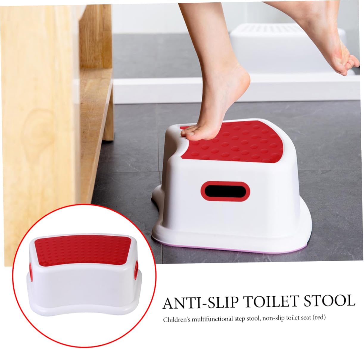 Sosoport Portable Plastic Footstool Lightweight Multifunctional Non Slip Stool for Boy Girl and Red Small Step Stool with Shockproof PP Material