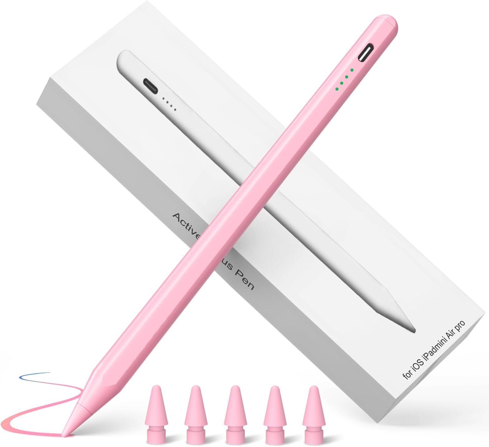 Pink Stylus Pen for iPad,35 mins Fast Fully Charging for Apple iPad Pencil,Palm Rejection, Tilt Sensitivity, Work for 2018-2023 Apple iPad Pro 11/12.9 inch,iPad 6-10, iPad Air 3/4/5, iPad Mini 5/6