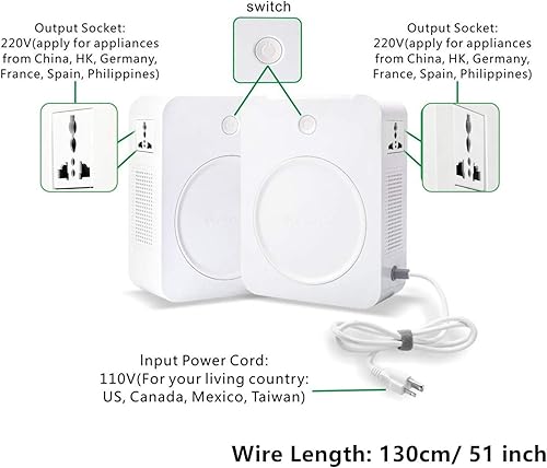Miniatura 4 de tonchean Convertidor de voltaje elevador de 500 W 110 V a 220 V Transformador de convertidor de energía de servicio pesado con cable de alimentación