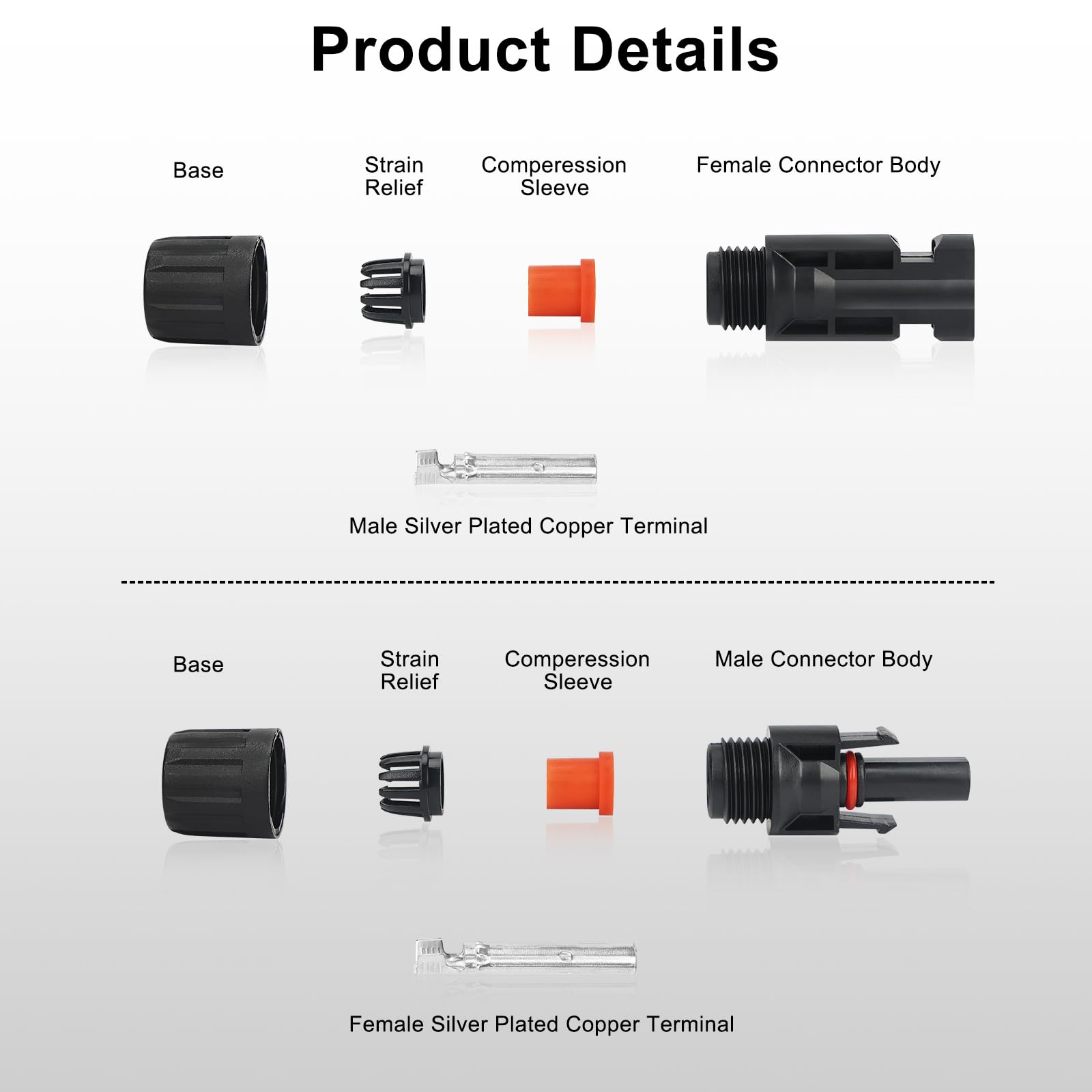 Kit de herramientas de crimpado solar con 60 conectores solares, 1 par de llaves inglesas de conector solar, 1 pelacables de alambre, herramienta de crimpado para montaje de extensión de cable de