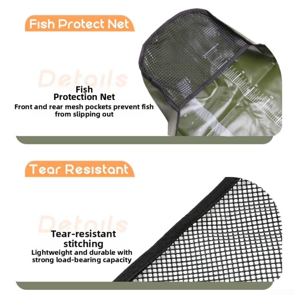 Bolsa plegable para pesaje de peces con regla de medición para atrapar y liberar, malla de nailon, red de aterrizaje para carpa, lucio, pesca gruesa