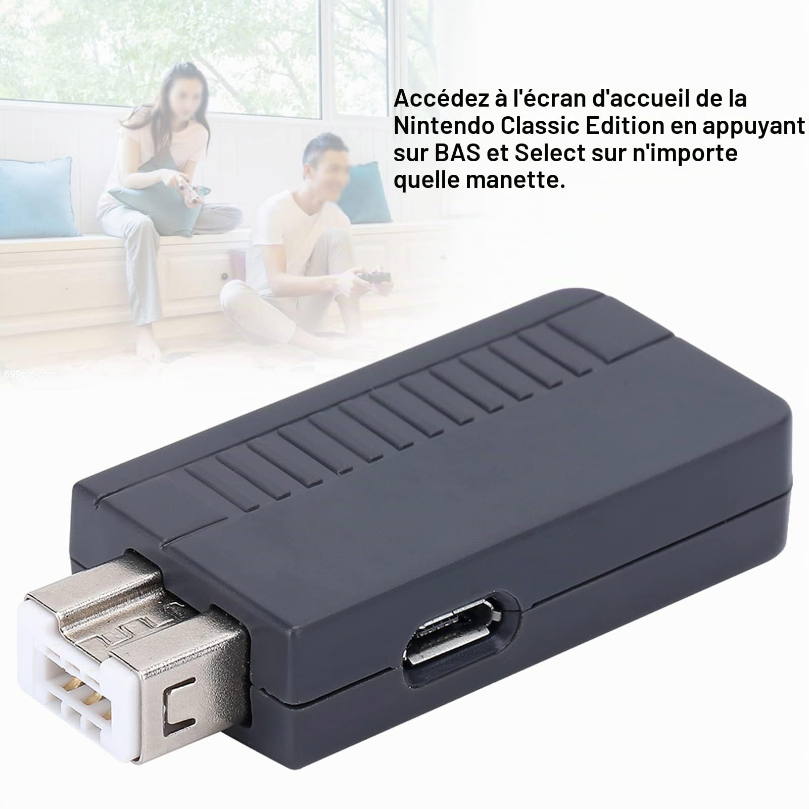 Adaptateur sans Fil USB pour Manette, Compatible avec U Pro, S Classic Edition, SFC Classic Edition, Classic Edition et PC
