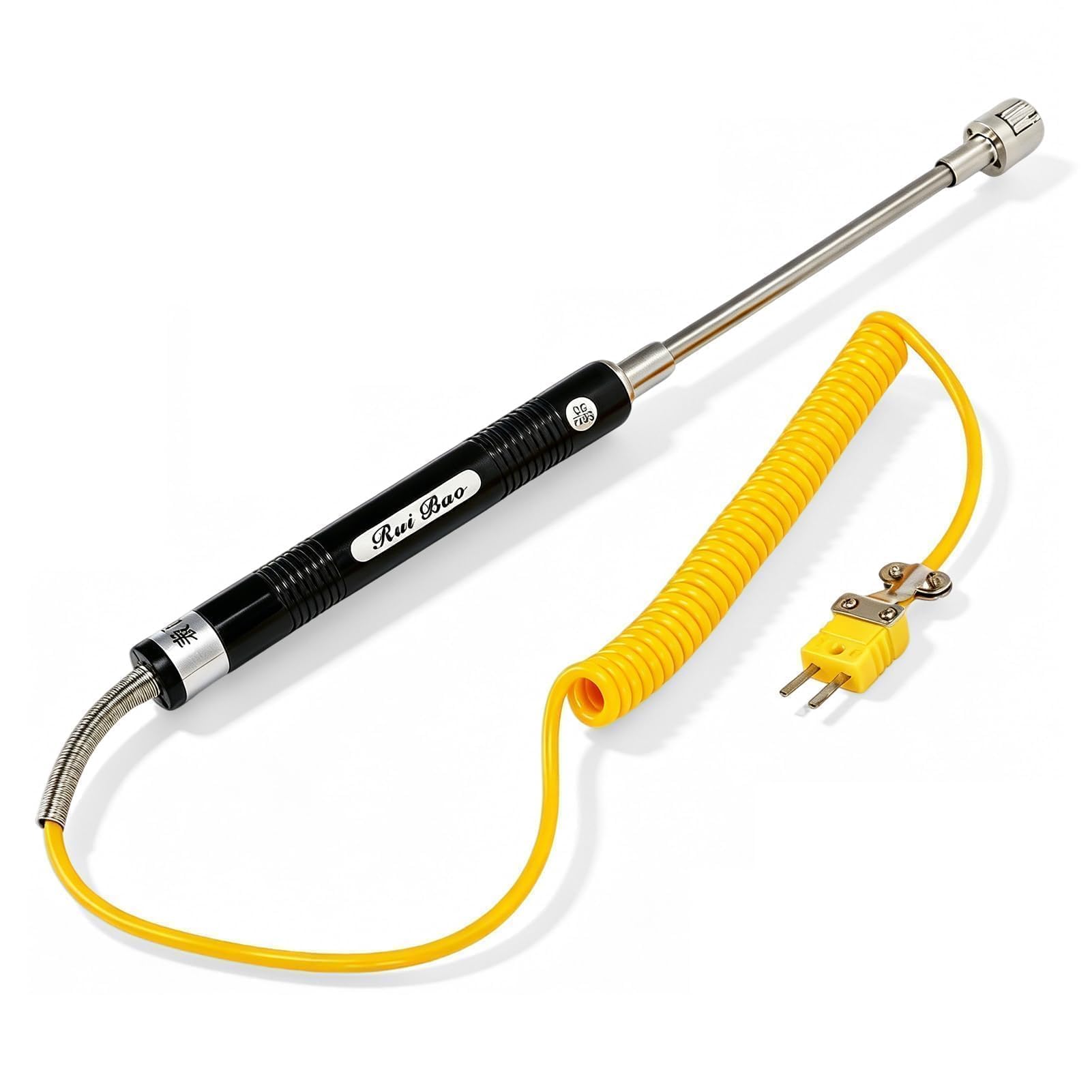 Sonde Type K Air, Sonde de Température de Surface avec Poignée Isolée, Portable Aiguille Pointe Capteur de Thermocouple en Acier à Réponse Rapide pour Mesure de Température