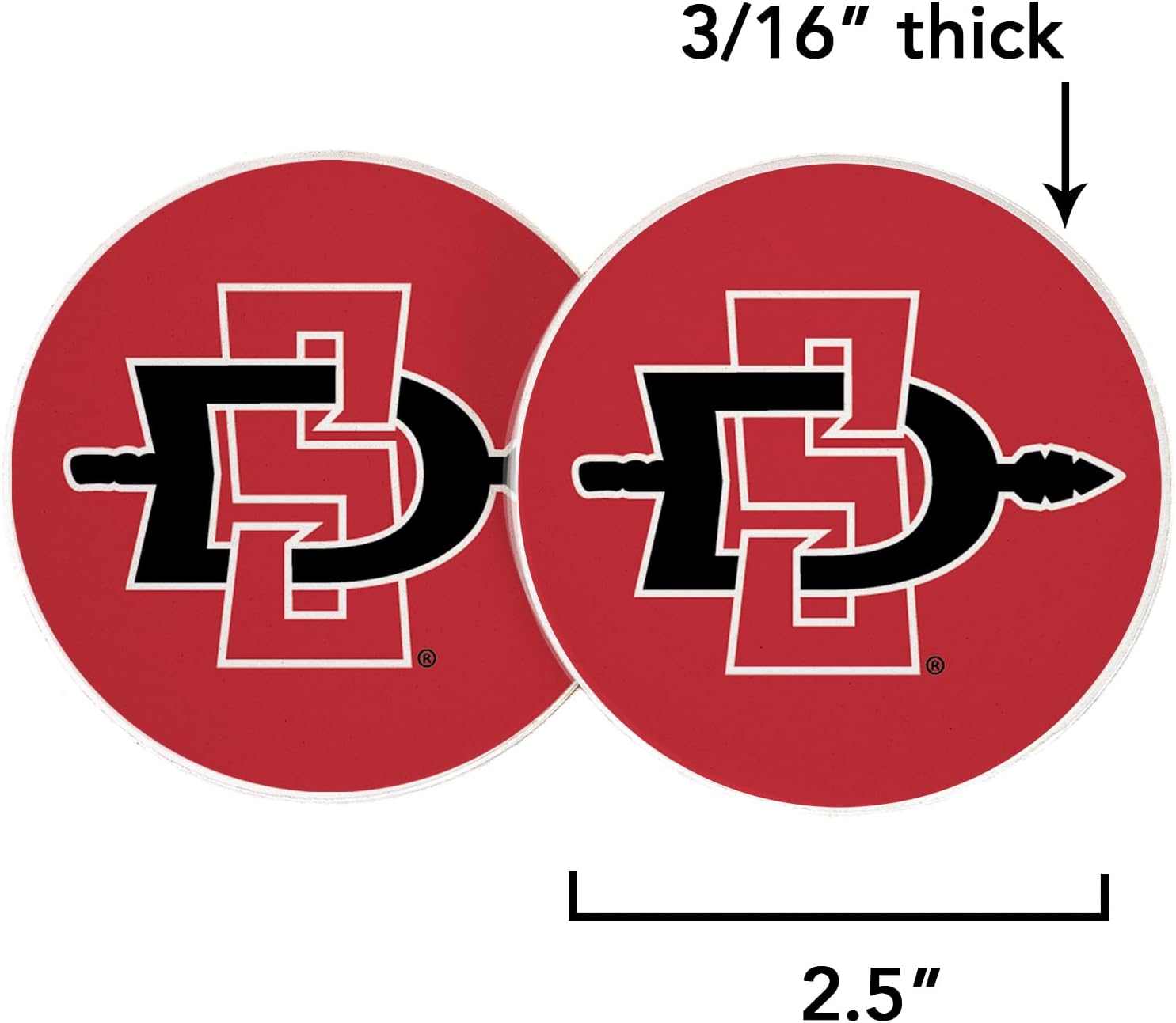 Desert Cactus San Diego State University Car Coaster SDSU Aztecs Absorbent Sandstone Car Cup Coasters Set of 2 (Design A) - Image 2