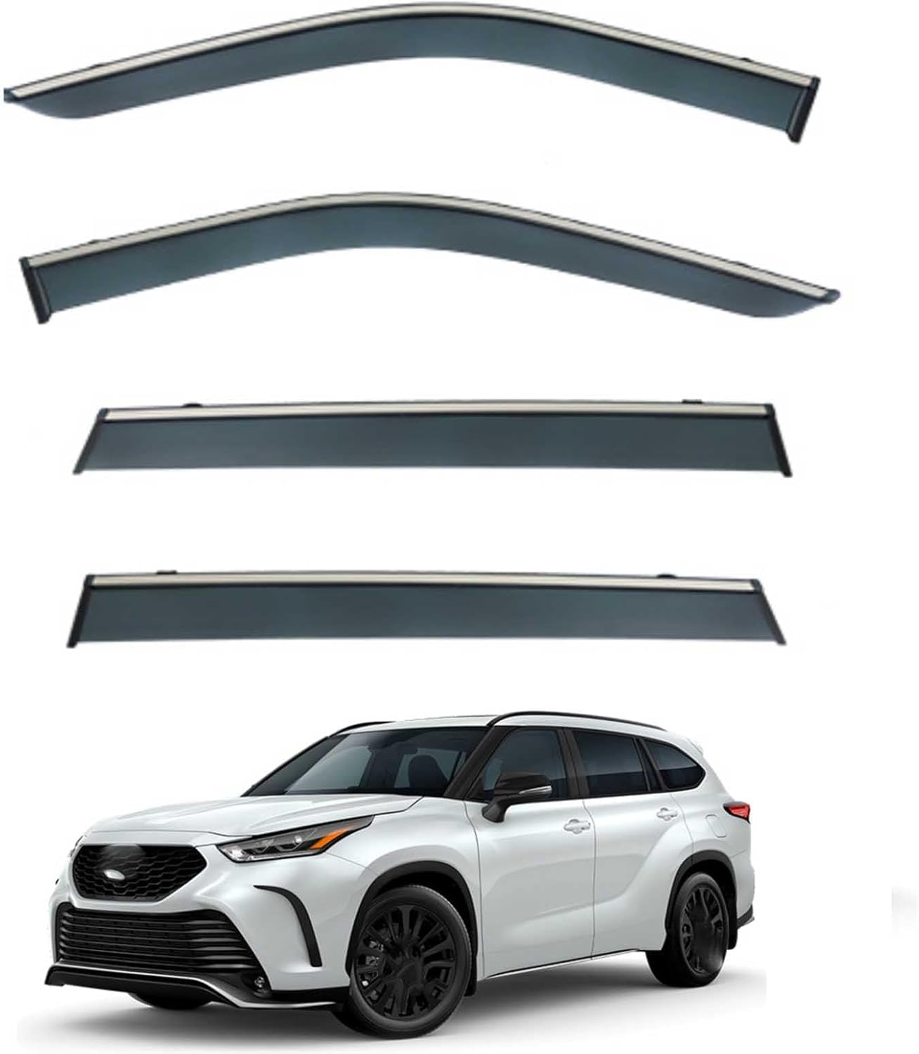 Liufangfc Normal Wind Deflectors For Toyota Kluger Mk4-Xu70 2020-2025 – 4Pc Tape-On Smoked Visors, Weatherproof, Anti-Salt/Snow, Low-Noise