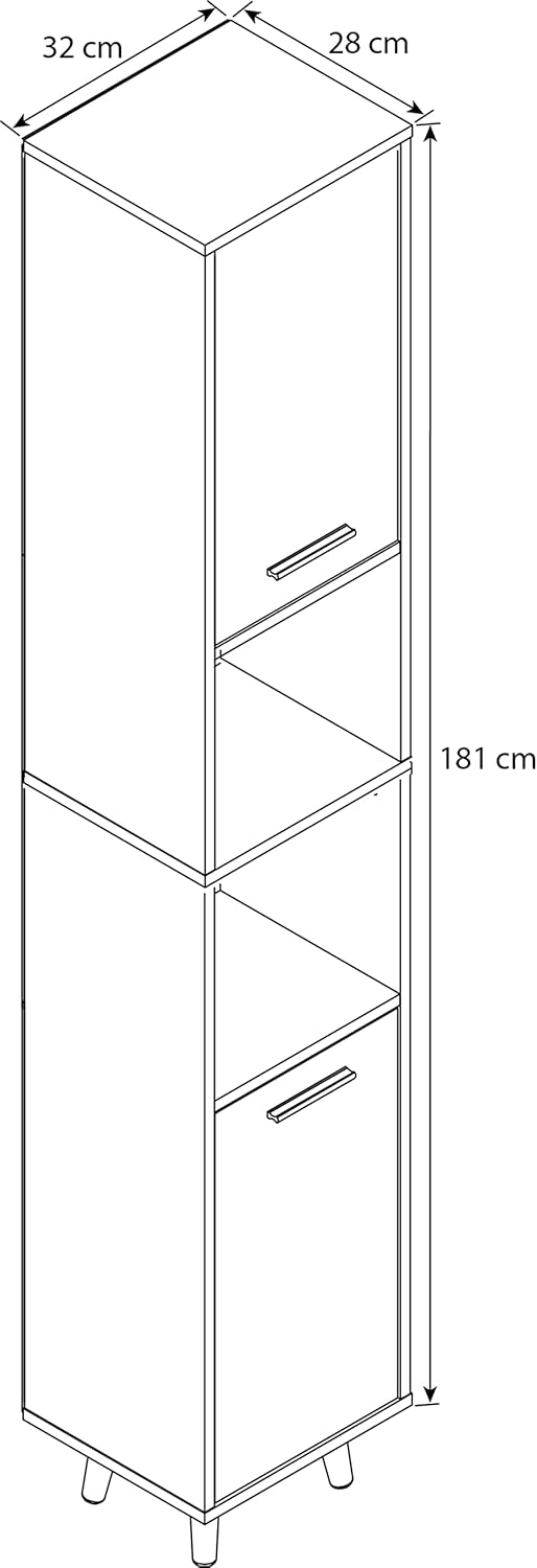 Indre view of VCM Landos Tall Bathroom Cabinet with open doors