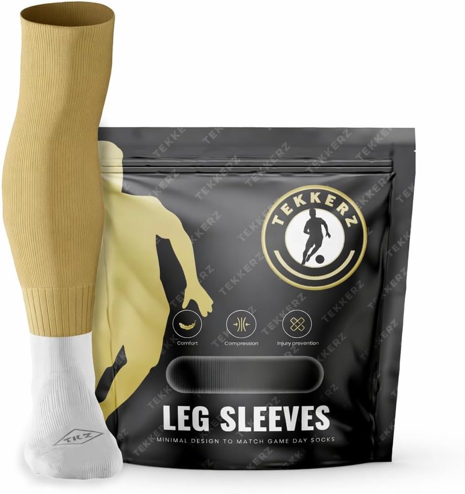 Tekkerz leg sleeve over 20 color variations compatible with grip socks for soccer, football, hockey, rugby athletic socks