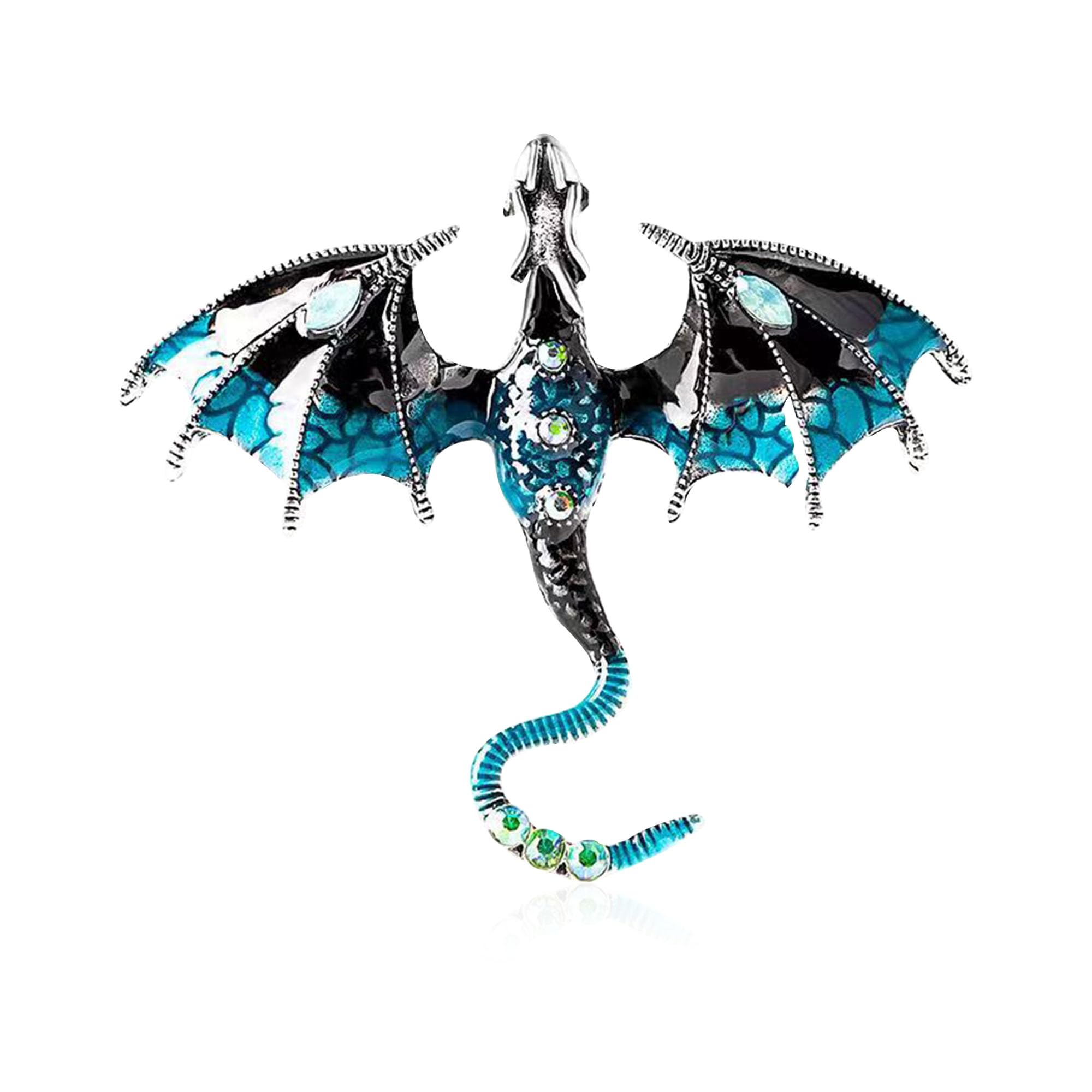 Vavhoo Enamel Dragon Brooch Vintage Punk Animal Brooch Domineering Flying Dragon Brooch Personality Clothing Hat Bag Accessories for Men and Women