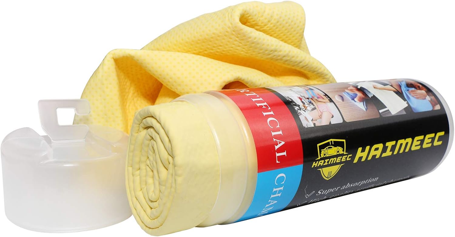 Cleaning Chamois，HAIMEEC Synthetic Drying Premium Chamois Cloth for Car Super Absorber Cloth for Car- Blue Yellow Green Tube 6 Pack (25.5 x 17 inches) : Automotive