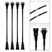 Vista 3 de Cables de Extensión LED RGB, 4 Piezas Cables de Extensión de 5 Pies y 2 Piezas Divisores Y de 3 Vías para Tiras LED de Motocicleta, Kit de Luz