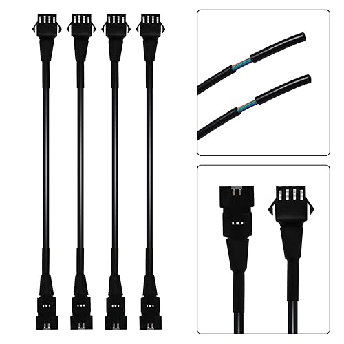 Miniatura 3 de Cables de extensión LED RGB, 4 cables de extensión de 5 pies y 2 divisores en Y de 3 vías para tiras LED de motocicleta, kit de luz de neón