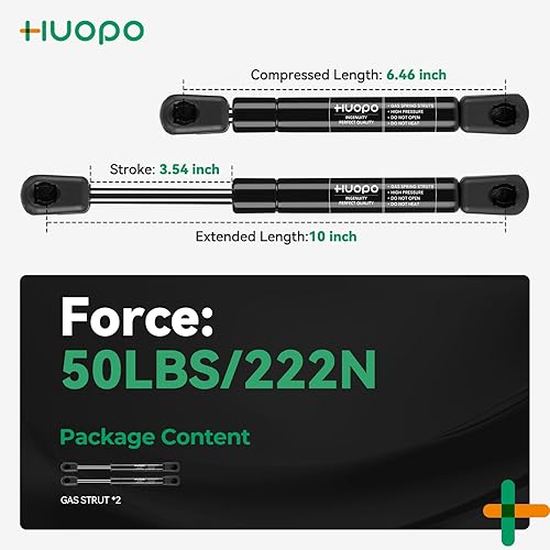 Miniatura 2 de C16-10445 Amortiguadores de gas de 10 pulgadas, 50 libras222N, soporte de elevación de resorte para caja de herramientas de recogida de camión, tapa