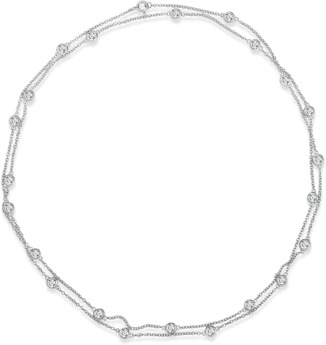 Amazon Essentials Platinum or Gold Plated Sterling Silver Station Necklace made with Infinite Elements Zirconia (previously Amazon Collection)