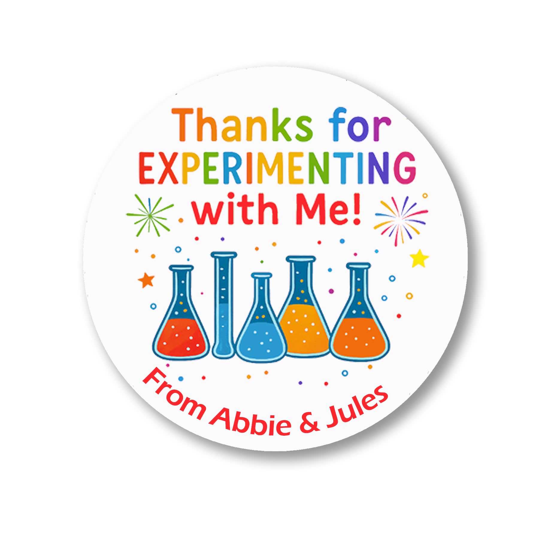 Treasured Forever Limited Design 1 Personalised Science Party Stickers X 24 (45Mm) Round Labels For Party Bags, Favours Or Sweet Cones – Science Themed Birthday Decoration - 24 Green Stickers With 24 Empty Cones
