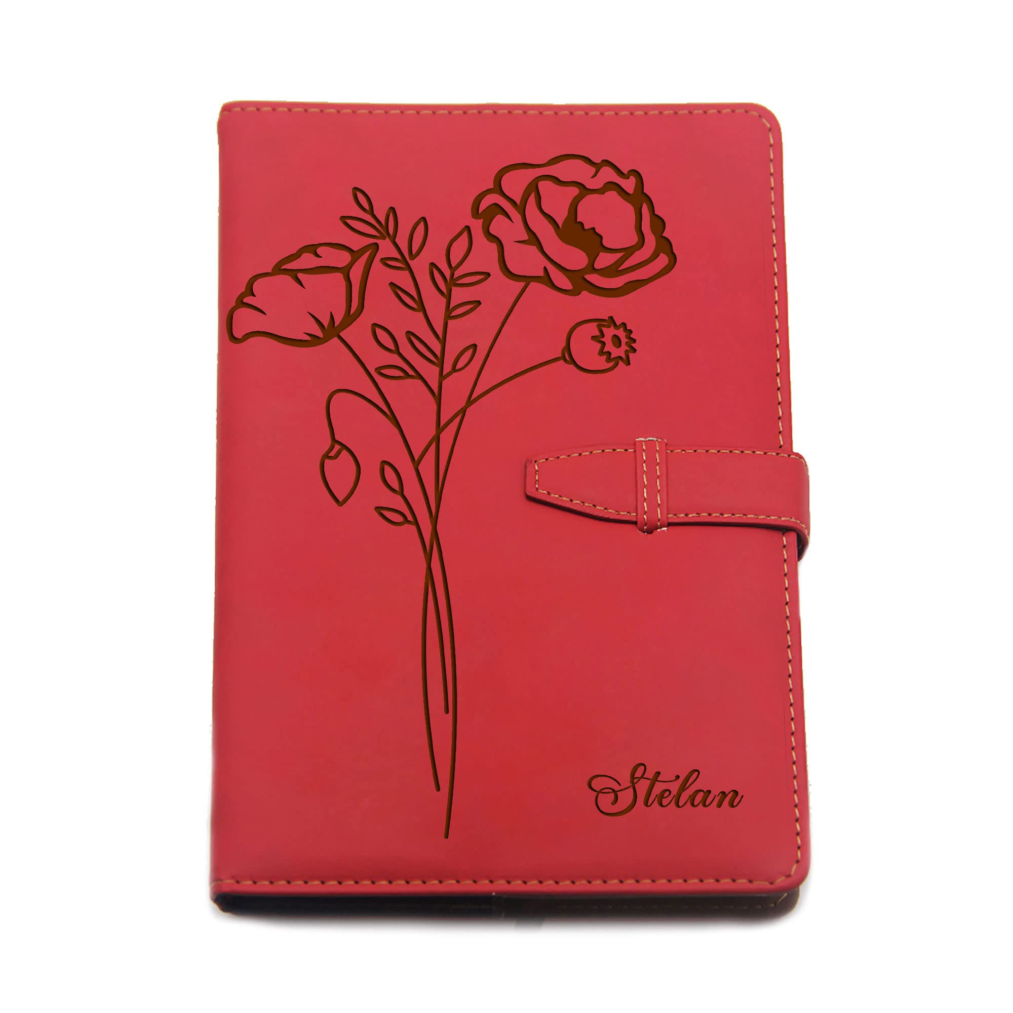 Personalised Journal Notebook Gifts for Women Men Diary Notebook Diary Business Diary Note Book Custom Gift for Him Her A5 PU Leather Notebook Stationary Gifts for Birthday Christmas(Red Design 3)