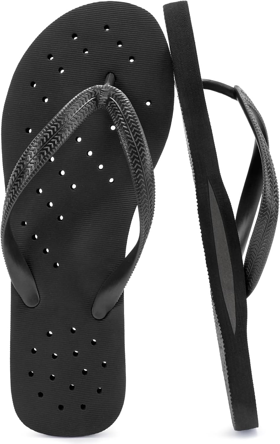 STQ Shower Shoes Men Flip Flops | Quick Drying Arch Suppot with Drain Hole | Non-Slip Men's Rubber Waterproof Thong Sandals Beach Pool Gym College Dorm Travel Bathroom Lightweight Comfortable Soft Best