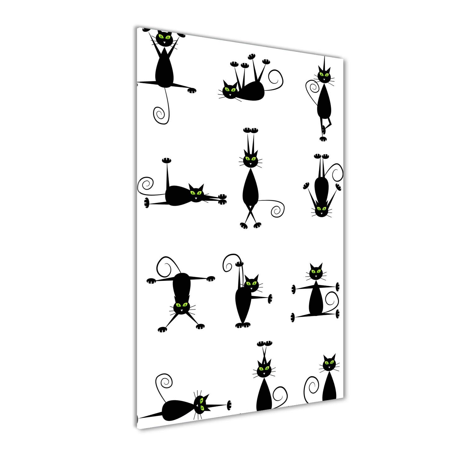 Impression sur verre acrylique 50x100 cm avec motif de chats noirs pour tableau mural moderne