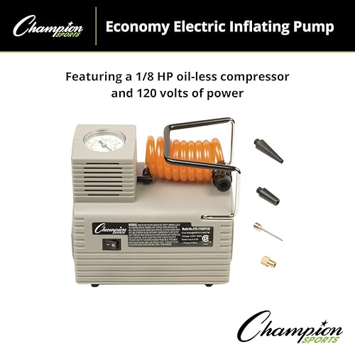 Miniatura 5 de Champion Sports Electric Ball Inflator with Needle - Quiet Air Compressor for Basketball, Soccer, Volleyball & Sports Balls, High PSI Rating, Fast