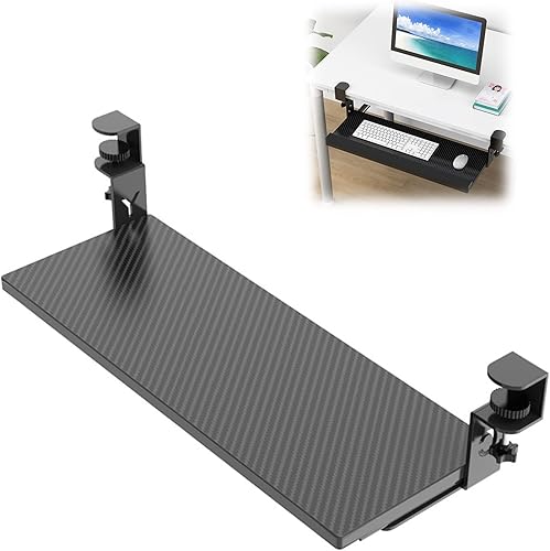 Bandeja para teclado debajo del escritorio, cajón para teclado deslizante, plataforma de teclado de madera extraíble, soporte de teclado con sistema