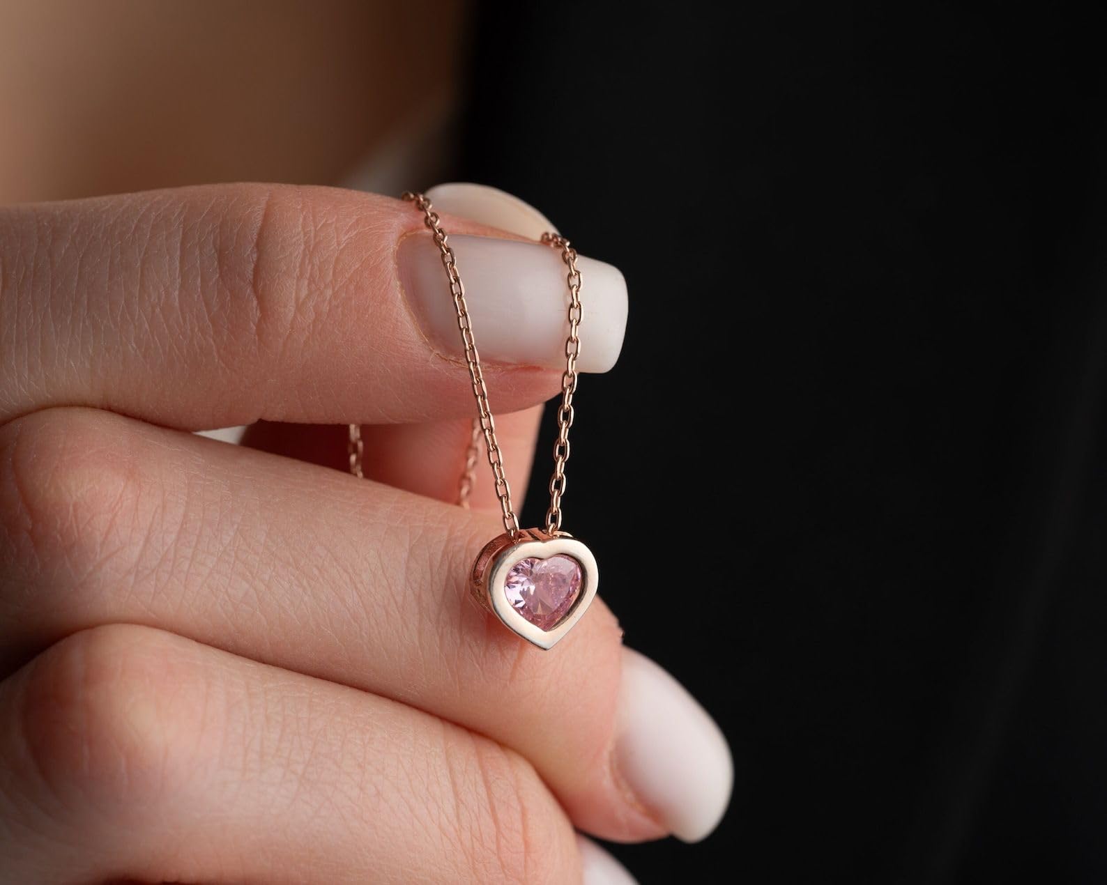 Argento sterling pietra portafortuna cuore collana, su misura cuore sagomato personalizzato