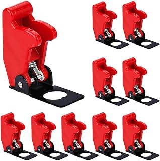 10 Pack Red Safety Flip Covers for 12mm Toggle Switches - Dustproof Waterproof Heavy Duty Guard Caps for Rocker Switches