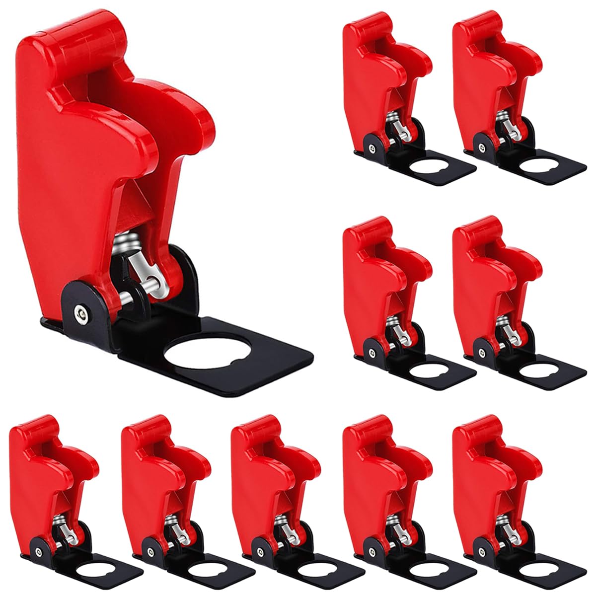 10 Pack Red Safety Flip Covers for 12mm Toggle Switches - Dustproof Waterproof Heavy Duty Guard Caps for Rocker Switches