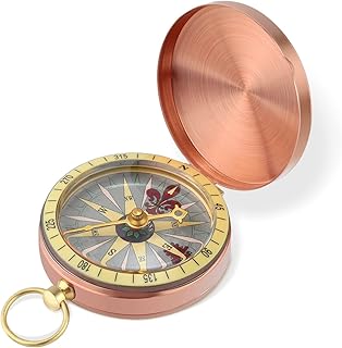 Camping Survival Compass, 2.76x0.63 inch Compass Hiking Pocket Compass Clamshell Compass Luminous Compass for Kids Adults for Hunting Climbing (Gold)