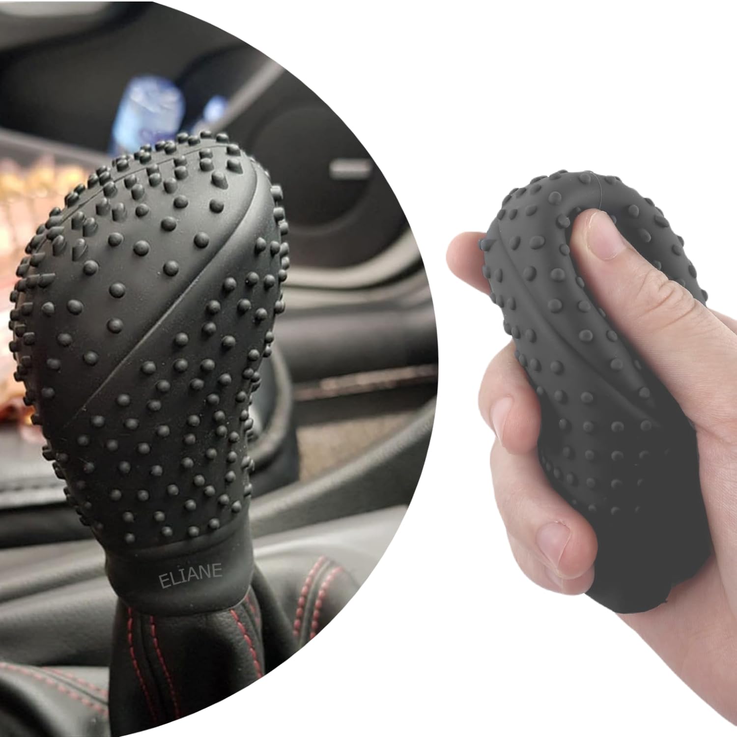 Eliane Universal Car Gear Knob Protector Silicone Gear Shifter Cover for Anti-Scratch Car Gear Knob Cover & Dust Proof Nonslip Gear Cover for All Cars Fit Black (Ovel-1Pcs)