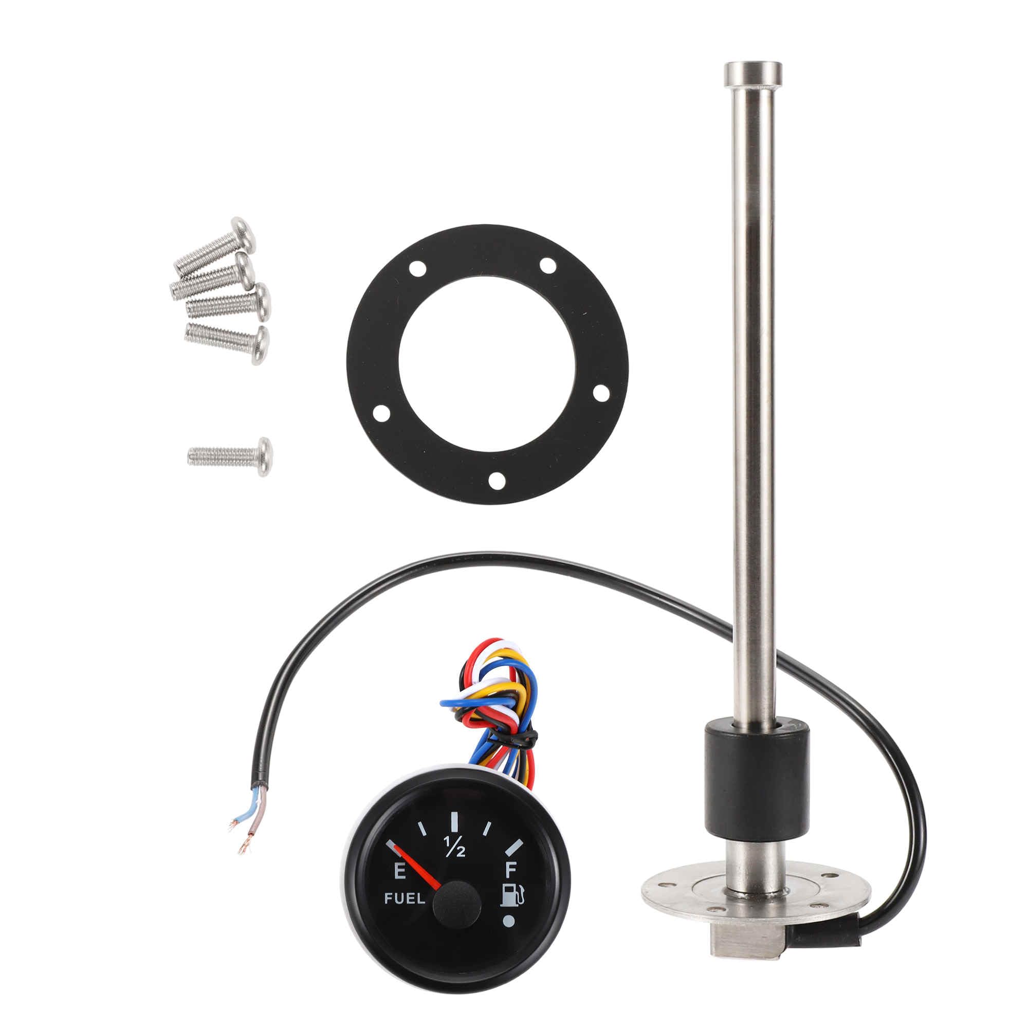 A ABSOPRO Fuel Sending Unit and Gauge Kit 241mm Length Boat Fuel Sending Unit Marine Fuel Sender Unit Metal Black Silver Tone 1 Set 240-33 Ohm