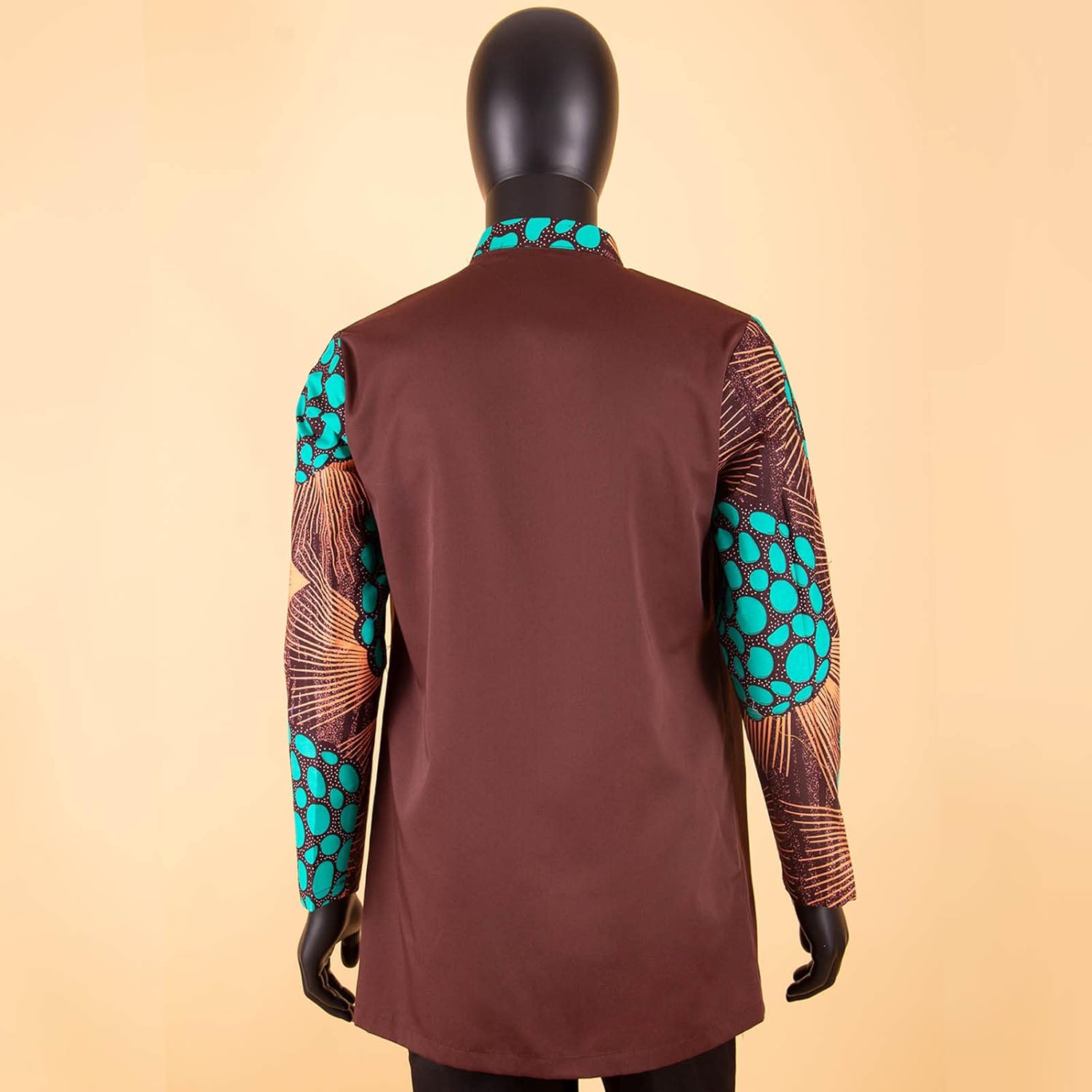 African Men Shirt Dashiki Tops Print Blouse Ankara Fabric Wax Batik Long Sleeve Button with Pocket
