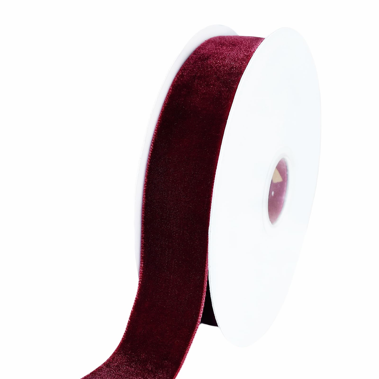 Photo 1 of Abbaoww 10 Yards Burgundy Velvet Ribbon 5/8 Inch Wide Single Face Velvet Ribbon for Christmas Wreath Decoration Gift Wrapping DIY Project Bow Making
