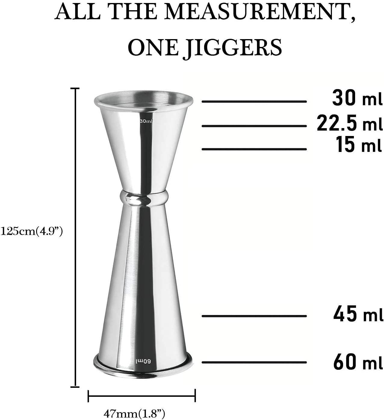 Doseur De Liqueur Japonais En Inox 30/60ml - Jigger Double Mesure Pour Cocktails, Bar Ou Maison