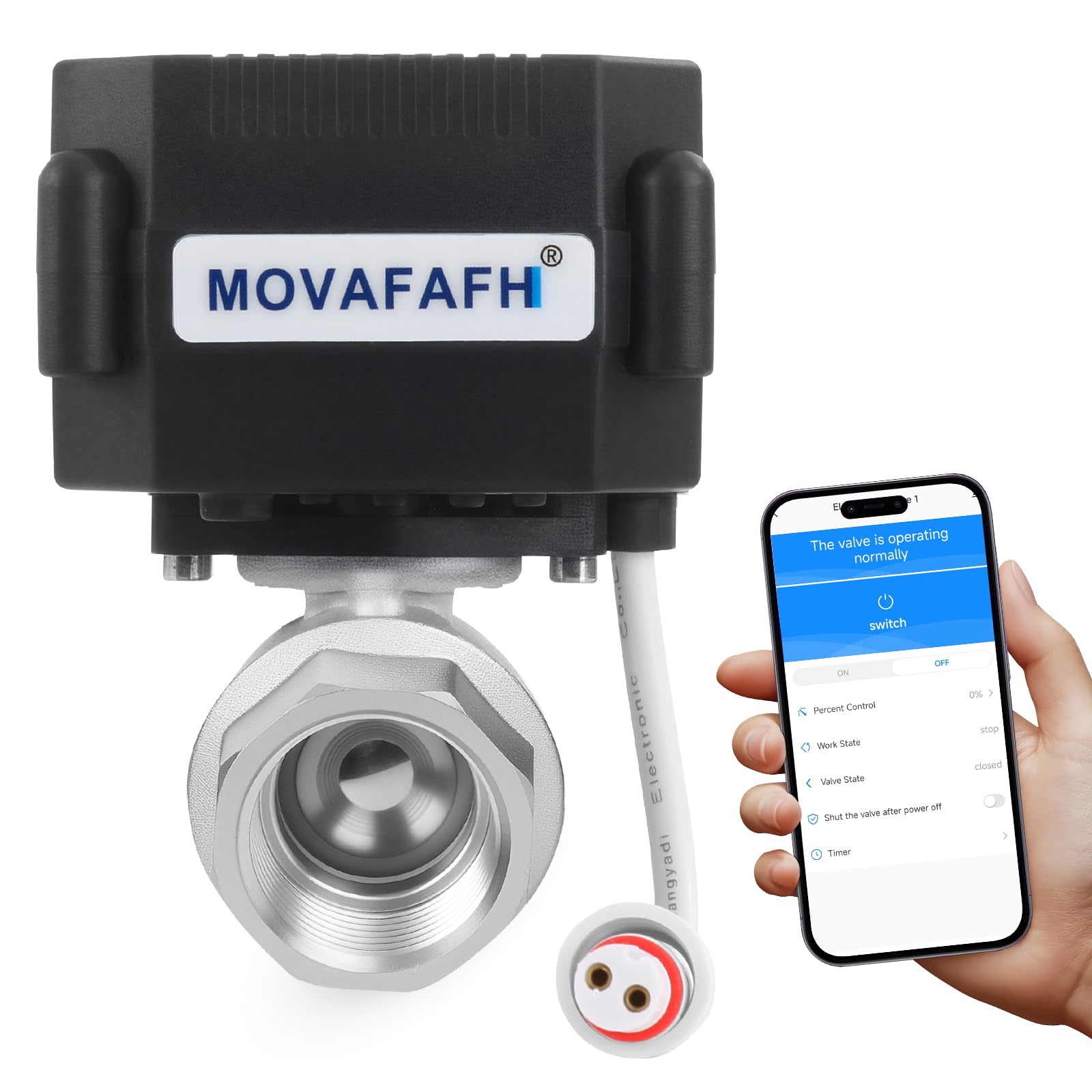 Temporizador de agua inteligente de 1,27 cm, sensor de apagado automático, válvula de bola motorizada inteligente de acero inoxidable, conexión USB de 5 V CC