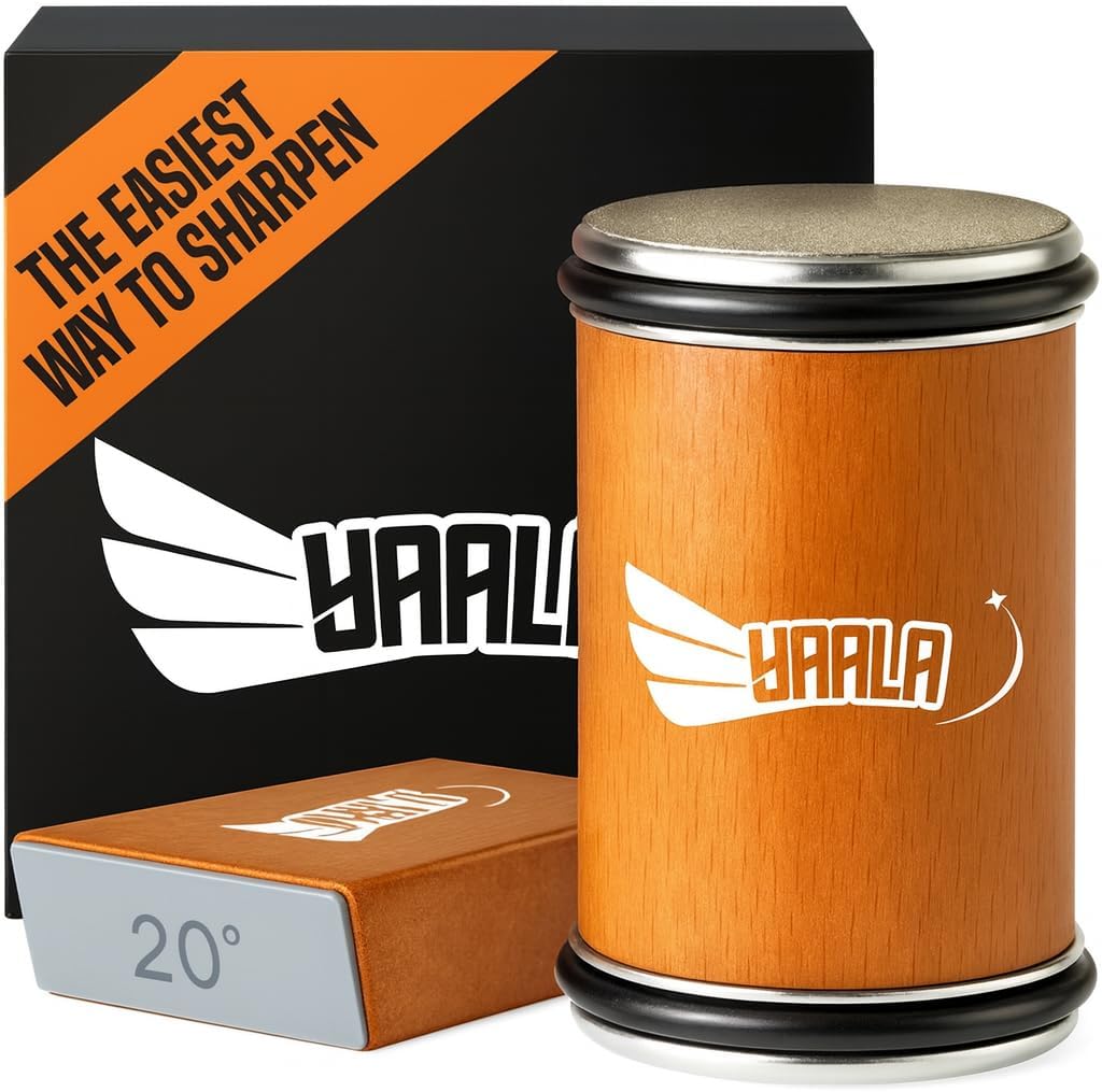 Rolling Knife Sharpener Kit with Leather Strop – Easy Knife Sharpening at 15° & 20° Angles – Magnetic Holder for Safe, Precise Sharpening – Great Kitchen Gift for Home Cooks