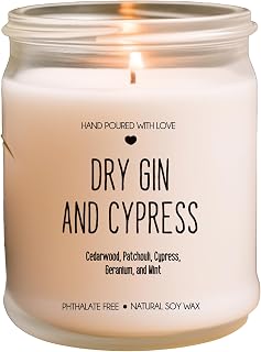 Handmade Dry Gin and Cypress Scented Soy Candle All-Natural Phthalate-Free Soy Candle - Eco-Friendly Aromatherapy Gift