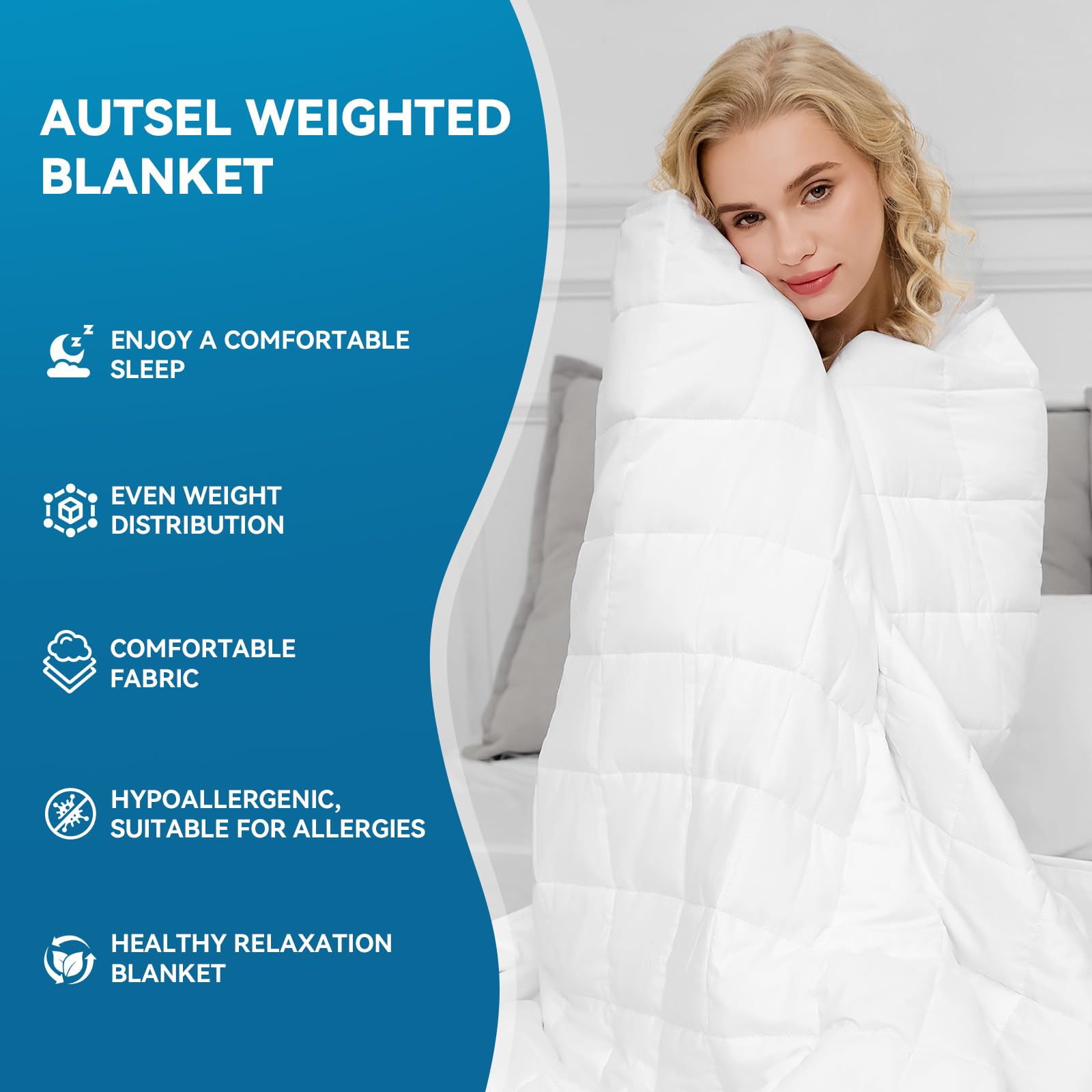 Gewichtsdecke 7kg 135x200cm Weighted Blanket für Erwachsene Tiefschlaf Anti Stress Therapiedecke