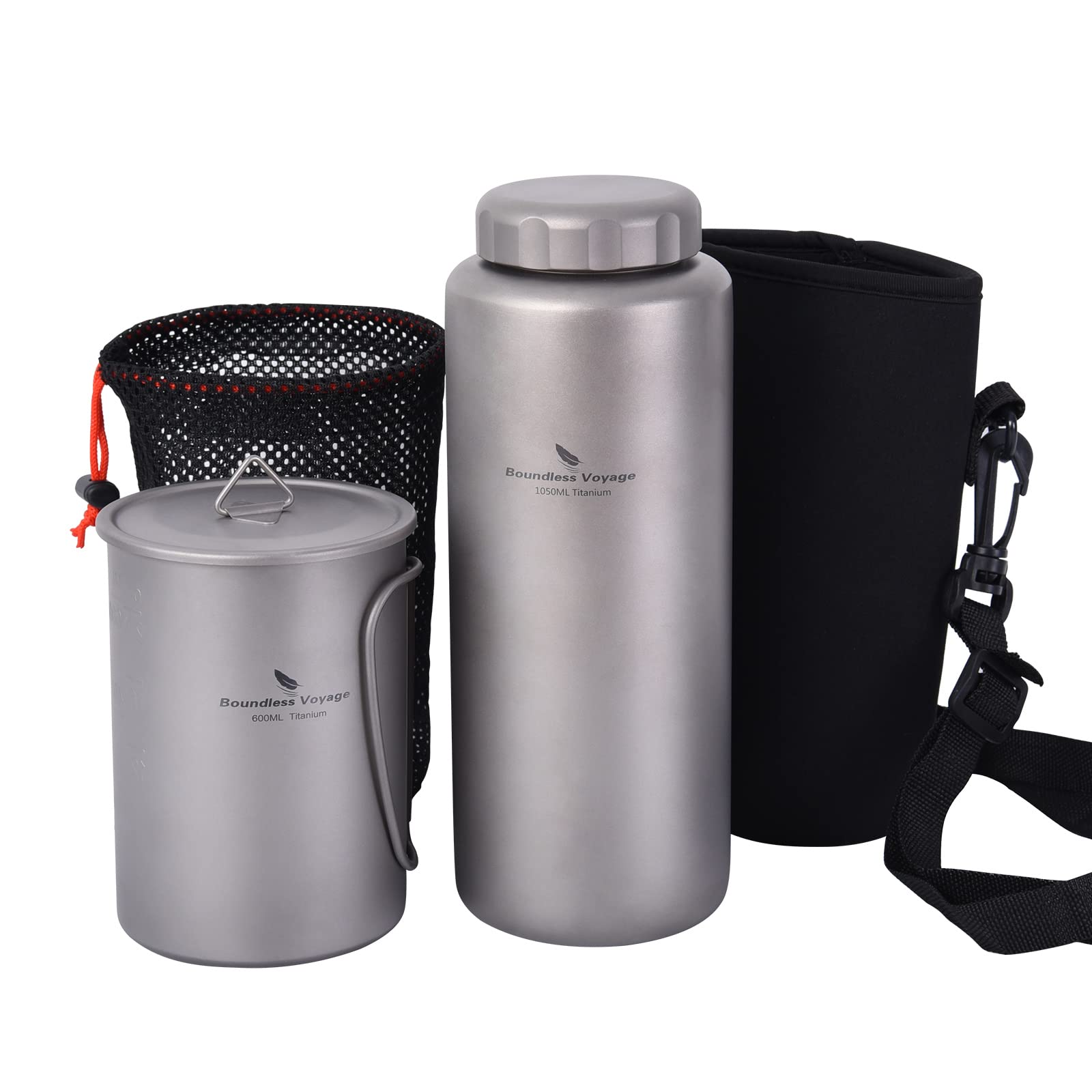 Boundless Voyage Outdoor 1050ml titanio bottiglia d'acqua con manico a prova di perdite campeggio picnic escursioni in bicicletta Ultralight tè caffè mensa tazza Drinkware