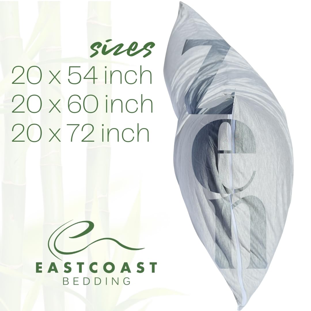 East Coast Bedding Gray Body Pillow Protector 82% Viscose Derived from Bamboo, 18% Polyester Stretchy Tight Silky Smooth Pillow Protection with Zipper, 20x60 inch