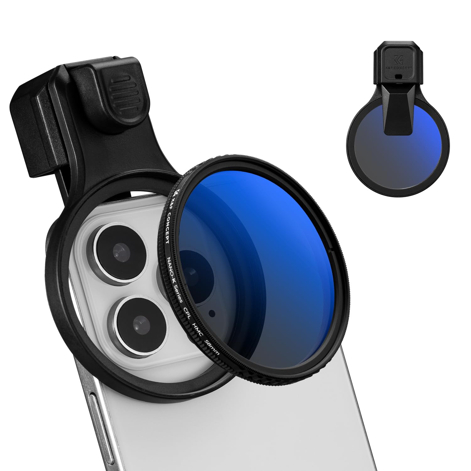 k&f concept filtre cpl 58mm téléphone